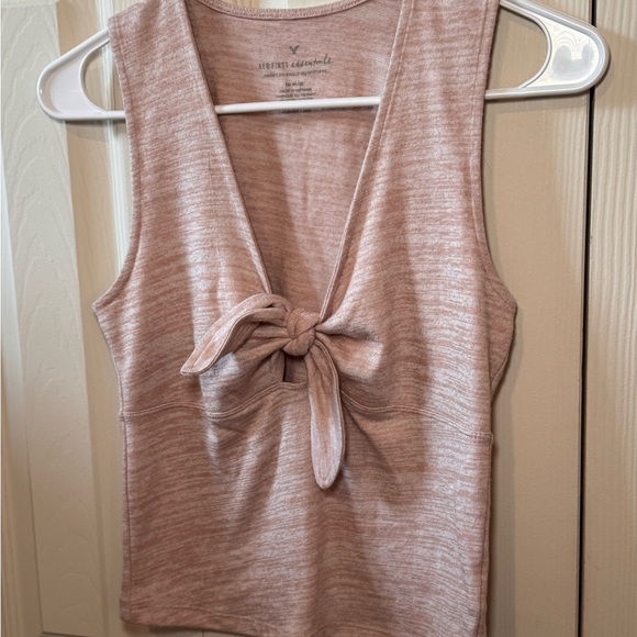 American Eagle Pink Tie-Front Sleeveless Top - Picture 2 of 4